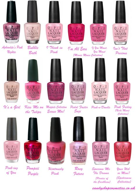 Opi Nail Polish Color Chart, Nail Polish Color Names, Opi Red Nail Polish, Opi Pink Nail Polish, Pink Nail Polish Colors, Opi Nail Polish Colors, Opi Pink, Neutral Nail Color, Pink Nail Colors