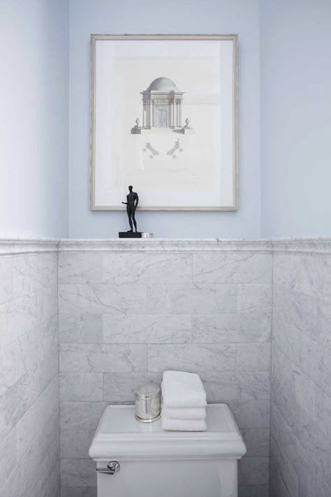 Carrara Marble half wall. Carrara Bathroom, Carrara Marble Bathroom, Trendy Bathroom Tiles, Townhouse Ideas, Bathroom Marble, Subway Tiles Bathroom, Marble Subway Tiles, Half Walls, Marble Wall Tiles