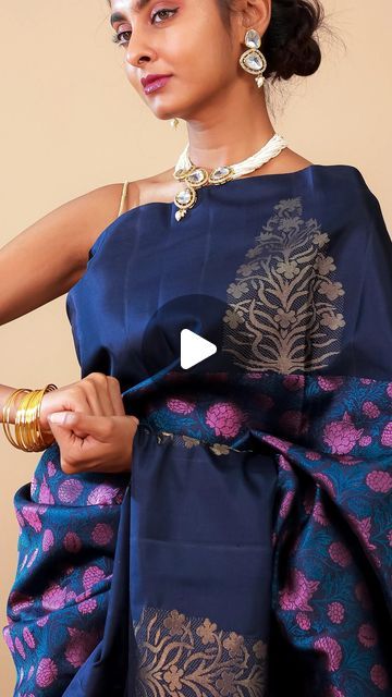 Luxury Blue Silk Saree, Blue Kanjivaram Saree, Blue Kanjeevaram Saree Silk, Elegant Blue Banarasi Silk Pre-draped Saree, Blue Katan Silk Pre-draped Saree, Navy Blue Saree, Blue Saree, Kanjivaram Sarees, Silk Sarees Online