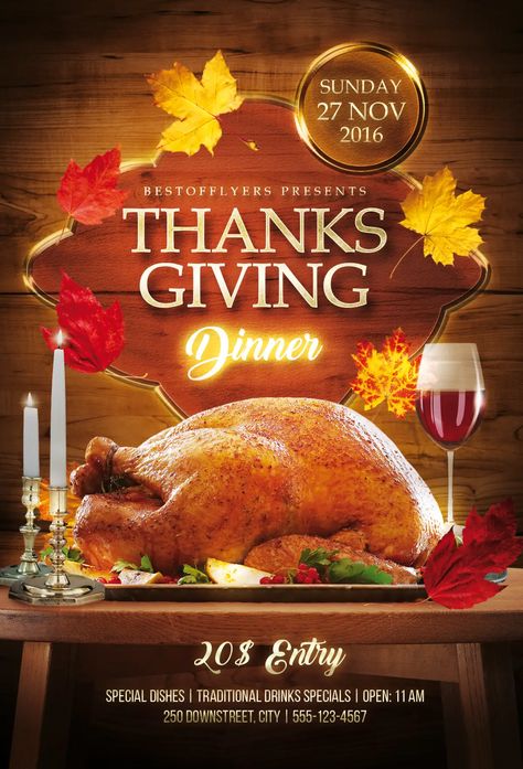 Download the Free Thanksgiving Dinner Flyer Template for Photoshop! - Autumn/Fall Flyer, Club & Party, Flyer Templates, Free Flyer Templates, Freebies, Holiday & Event Flyer, Party Flyer, Seasonal Flyer, Thanksgiving Flyer - #Autumn/FallFlyer, #ClubParty, #FlyerTemplates, #FreeFlyerTemplates, #Freebies, #HolidayEventFlyer, #PartyFlyer, #SeasonalFlyer, #ThanksgivingFlyer - Thanksgiving Flyer, Thanksgiving Templates, Free Psd Flyer Templates, Free Psd Flyer, Thanksgiving Pies, Dinner Event, Valentine Dinner, Body Pump, Psd Flyer Templates