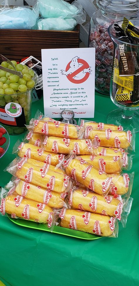 Ghostbusters Snack Ideas, Ghost Buster Party Theme, Ghostbuster Themed Dinner, Ghostbusters Dinner And Movie, Ghostbuster Food Ideas, Ghostbuster Party Food Ideas, Ghostbuster Themed Party, Ghostbusters Movie Night, Ghostbusters Themed Food