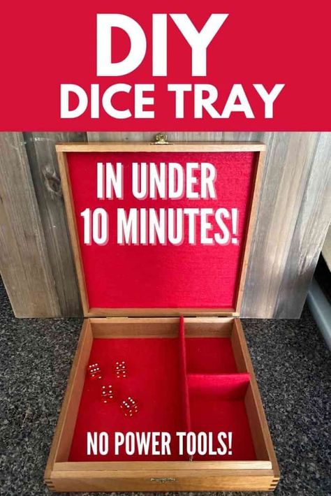 DIY Dice Tray - How To Make In Under 10 Minutes - Restore Decor & More Diy Dice Box D&d, Diy Dnd Dice Tray, Dnd Dice Box Diy, Dice Tray Diy, Dice Box Diy, Diy Dice Tray, Diy Dice, Tray Diy, Dice Box