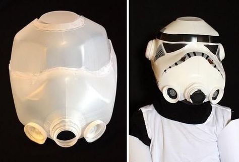 Turn a milk jug into a storm trooper helmet from Star Wars. | 37 Activities Under $10 That Will Keep Your Kids Busy All Winter Uses For Plastic Bottles, Milk Bottle Diy, Storm Trooper Helmet, Milk Jug Crafts, Disfraz Star Wars, Storm Trooper Costume, Star Wars Crafts, Stormtrooper Helmet, Diy Star