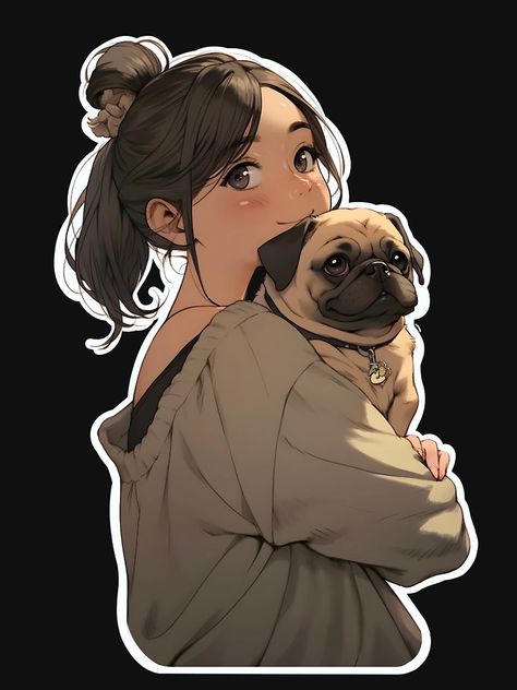 "Pug and Girl cute 2" Classic T-Shirt for Sale by PUG70 | Redbubble Pug, For Sale, T Shirt