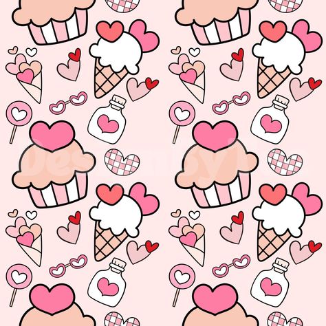 Valentines Day Pink Muffin and Ice Cream Seamless Pattern Files for Fabric Printing Sublimation Custom Fabric Design File Get ready to elevate your designs with our latest collection of seamless patterns. Our seamless patterns are perfect for adding a touch of elegance to your next project, whether it's a website, a social media graphic, or even a wallpaper design. These patterns are crafted with precision, ensuring that they tile seamlessly for a flawless and professional finish. Plus, they're Clay Patterns, Website Backgrounds, Fabric Printing, Wallpaper Design, Wedding Paper, Place Cards, Flower Wallpaper, Repeating Patterns, Surface Pattern