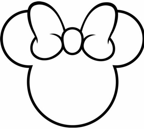 Minnie Mouse Drawing Easy, Punch Sablon, Minnie Mouse Simple Drawing, Mini Mouse Face, Mickey Mouse Drawing, Mickey Mouse Drawing Easy, Mickey Face Template, Minnie Mouse Head Printable, Minnie Mouse Outline