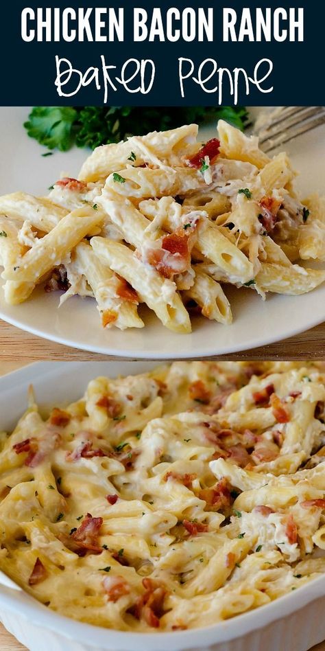 Chicken Bacon Ranch Bake, Resep Pasta, Baked Penne, Potato Breakfast, Pasta Dinner Recipes, Chicken Bacon Ranch, Bacon Ranch, Easy Casserole Recipes, Penne Pasta