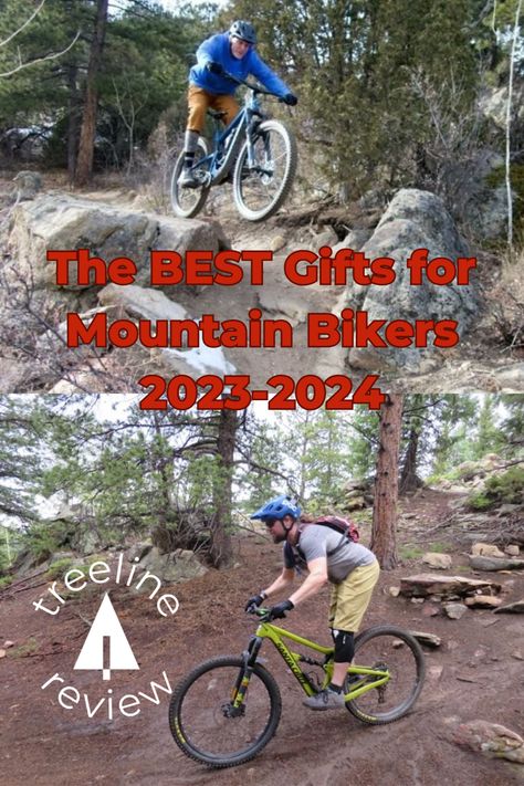 Top image shows a rider on a jump on a dirt trail bottom image is a rider on some wet dirt. Gifts For Mountain Bikers, Sticking Stuffers, Mountain Biker Gifts, Useful Items, Bike Gift, Bike Tools, Biker Gifts, Handlebar Bag, Commuter Bike