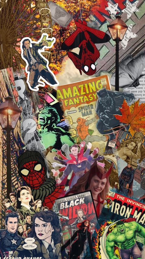 #marvel #avengers #shuffles #collage Avengers Collage Wallpaper, Marvel Collage Aesthetic, Marvel Shuffles, Marvel Collage Wallpaper, Marvel Scrapbook, Comic Book Collage, Macbook Wallpaper Collage, Shuffles Collage, Mcu Wallpaper