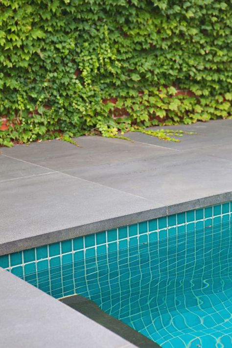 Bluestone Around Pool, Pool Concrete, Crazy Pave, Stone Pool Coping, Concrete Pool Deck, Backyard Plans, Swimming Pool Ideas, Pool Paving, Kidney Shaped Pool