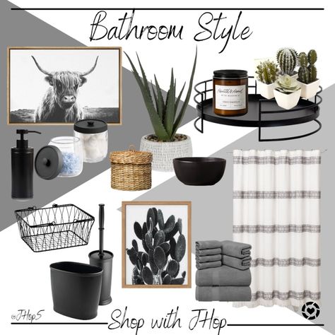 Bathroom decor from Amazon, Target and Walmart. http://liketk.it/3qdZy @liketoknow.it #liketkit #LTKhome #LTKunder100 #bathroom #bathroomdecor Bathroom Masculine Ideas, Small Men Bathroom Ideas, Guys Restroom Ideas, Bathroom Decor With Black Accents, Cute Bathroom Themes Modern, Masculine Boho Bathroom, Black Accent Bathroom Decor, Bathroom Decor For Men Ideas, Bathroom Decor Masculine