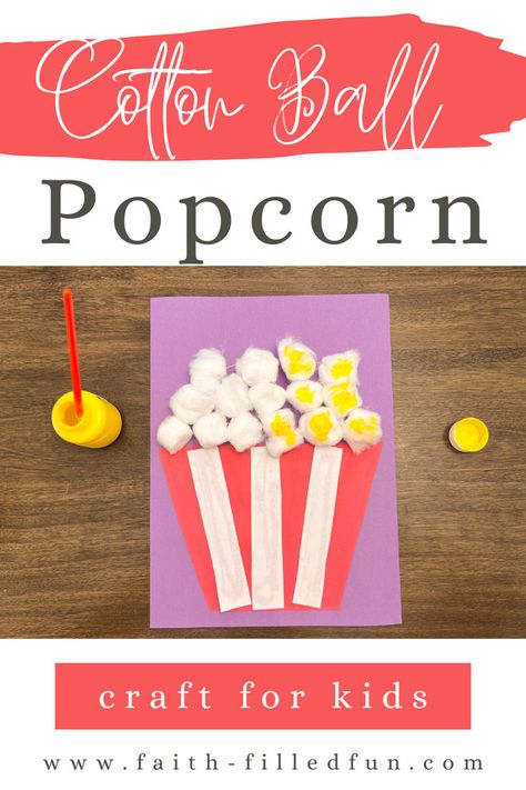 cotton ball popcorn craft for kids Clown Crafts For Toddlers, Fair Crafts For Toddlers, Carnival Crafts For Toddlers, Popcorn Crafts For Kids, Circus Crafts For Toddlers, Popcorn Crafts Preschool, Carnival Activities For Preschool, Crafts With Cotton Balls, Circus Activities For Kids