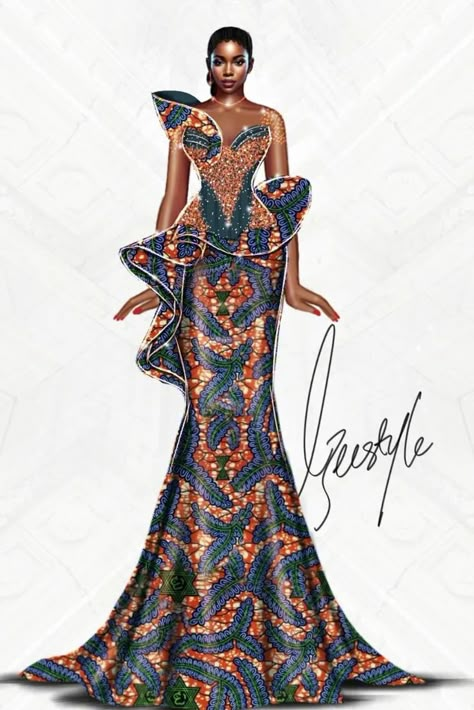 Lovely african print dress by @ezeestyle African Traditional Wedding Dress, Ankara Dress Styles, African Prom Dresses, Classy Gowns, Best African Dresses, African Inspired Clothing, Traditional Wedding Dress, Ankara Dresses, Kids Fashion Dress