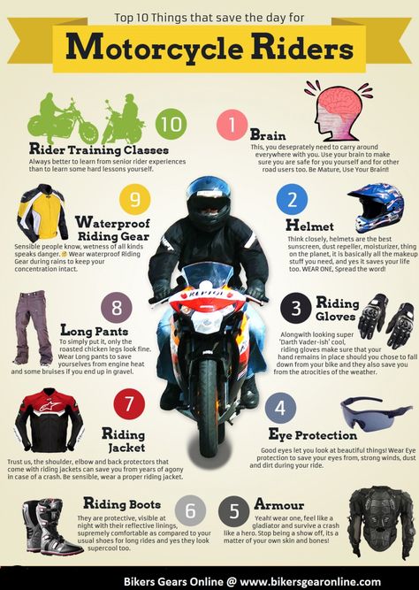 Top 10 Motorcycle Safety Tips | Visual.ly Bike Riding Tips, Beginner Motorcycle, Motorcycle Riding Gear, Motorcycle Tips, Motorcycle Safety, Motorcycle Aesthetic, Biker Aesthetic, Pretty Bike, Biker Love