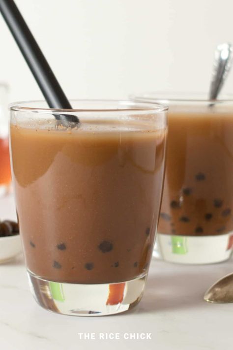 Chocolate Boba - The Rice Chick Chocolate Boba, Boba At Home, Boba Recipe, Milk Chocolate Recipes, Boba Pearls, Drink Recipes Nonalcoholic, Holiday Drink, Tapioca Pearls, Delicious Drink Recipes