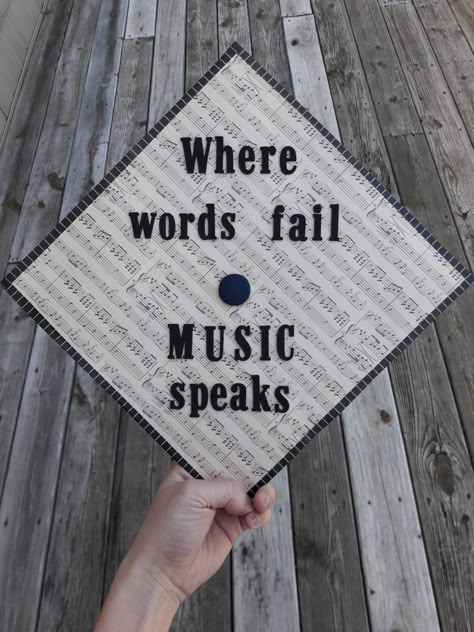 Music Graduation Cap Ideas, Music Education Graduation Cap, Graduation Cap Designs Musical Theatre, Music Major Graduation Cap, Music Grad Cap Ideas, Grad Cap Ideas Music, Musical Graduation Cap, Music Grad Cap, Graduation Cap Designs Music