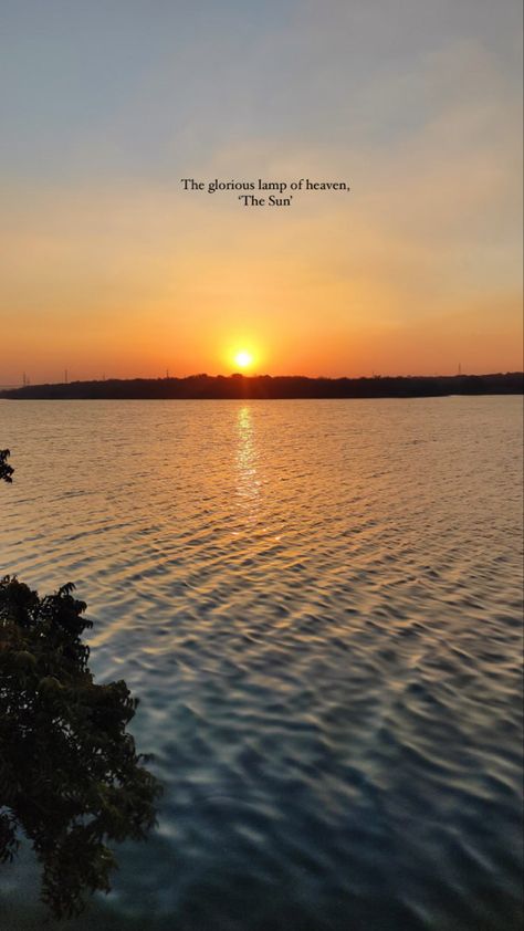 #sunset Sunset Quotes Instagram Caption Hindi, Sunset Girl Caption, Sunset Quotes Aesthetic, Village Quotes, Water Captions, Caption For Sunset, Lake Captions, Sky Captions, Sunset Captions For Instagram