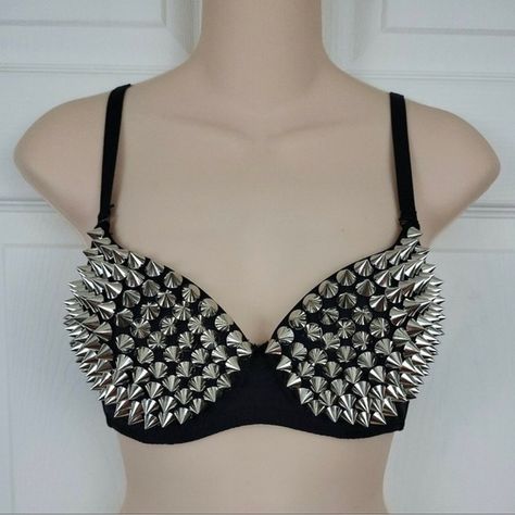 Spike Studded Push-Up Bra 34C Spiked Bra, Clothes Alterations, Studded Bra, Swimming Outfits, Leather Bra, All Elements, Digital Closet, Altering Clothes, Create Outfits