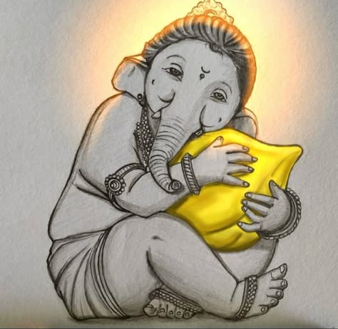 Ganesha Art Illustration, Ganesha Sketch, Ganesha Artwork, Buddha Painting Canvas, Ganesha Drawing, Ganesh Art Paintings, Bff Drawings, Easy Love Drawings, Art Photography Portrait