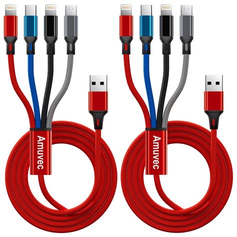 PRICES MAY VARY. 【4 IN 1 USB CHARGING CABLE】: One usb cable = 4 charging cables with 3 different USB connectors(2 Phone & Type C & Micro USB ).It is very suitable for resting at home and traveling, saying goodbye to the clutter of multiple data lines. Can charge most of mobile phone on market and perform a 4-in-1 function. (the cable only for charging) 【3A FAST CHARGING 】: The multi charger cable can charge 4 different electronic devices at the same time. The maximum total output current can be up to 3A (total, but not for each end). But when connecting multiple devices, the charging speed is slower than the connection single device. Please use the 5V/ 3A output USB power adapter. (Note: This multi charging cable Not Support PD 3.0, Quick Charge 3.0, Super Charge, Dash Charge) 【HIGH QUALIT Adjustable Phone Stand, Cord Protector, Car Charger Usb, Waves Photos, Usb Wall Charger, Charger Cord, Phone Cables, Iphone Charger, Lightning Cable