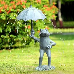 Unique Water Fountain Spitters | Iron Accents Frog With Umbrella, Porch Ornaments, Charleston Gardens, Animated Halloween Props, Statue Fountain, Dolls Halloween, Garden Frogs, Animated Halloween, Masks Halloween