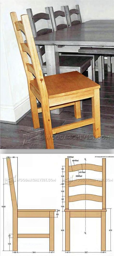 Pine Dining Chair Plans - Furniture Plans and Projects | WoodArchivist.com Dining Chair Plans, Wooden Chair Plans, Pine Dining Chairs, Dining Chairs Diy, Farmhouse Table Plans, Chair Woodworking Plans, Chair Diy, Woodworking Chair, Woodworking Projects Furniture