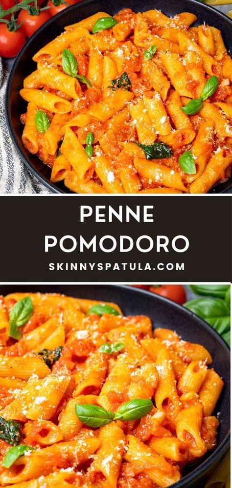 Easy Penne Pomodoro Penne Pasta Recipes Vegetarian, Chicken Pomodoro Recipes, Vegan Pomodoro Sauce, Penne Pomodoro, Italian Pennecillin, Pasta Pomodoro, Tomato Pasta Recipe, Easy Pasta Sauce, Low Cholesterol Recipes