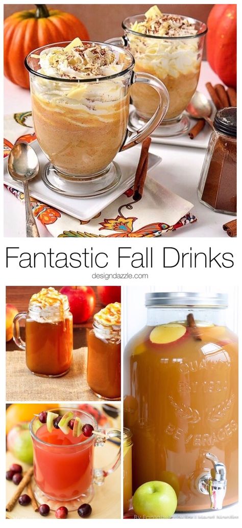 Crisp apples, ripe cranberries and plenty of pumpkin spice go into making these 13 fantastic fall drinks to give you something to look forward to this fall! Fall Inspired Drinks, Fall Beverages, Drinks Nonalcoholic, Fall Starbucks, Pumpkin Spice Drinks, Spiced Drinks, Recipes For Fall, Thanksgiving Drinks, Drink Tags