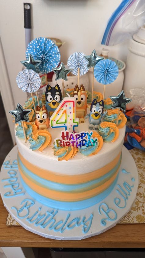 Bluey Birthday Party Cake, Bluey Themed Cake, Birthday Sheet Cakes, Winter Party, Boy Birthday Cake, Birthday Party Cake, Third Birthday, Sheet Cake, Holidays With Kids