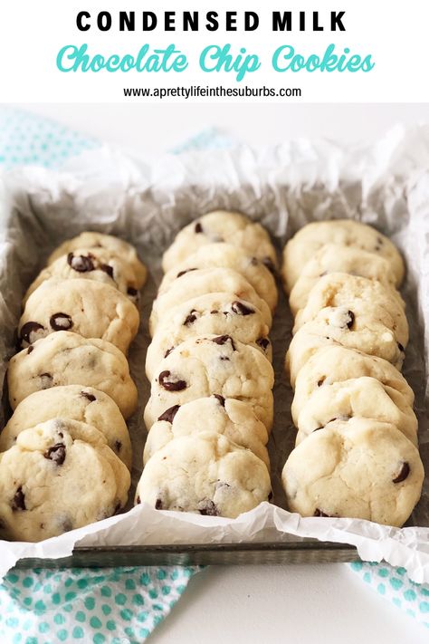 Cookies Using Sweetened Condensed Milk, Baking With Condensed Milk, Desserts With Sweetened Condensed Milk, Milk Recipes Dessert, Sweetened Condensed Milk Recipes, Condensed Milk Cookies, Milk Chocolate Chip Cookies, Condensed Milk Recipes, Shortbread Cookie