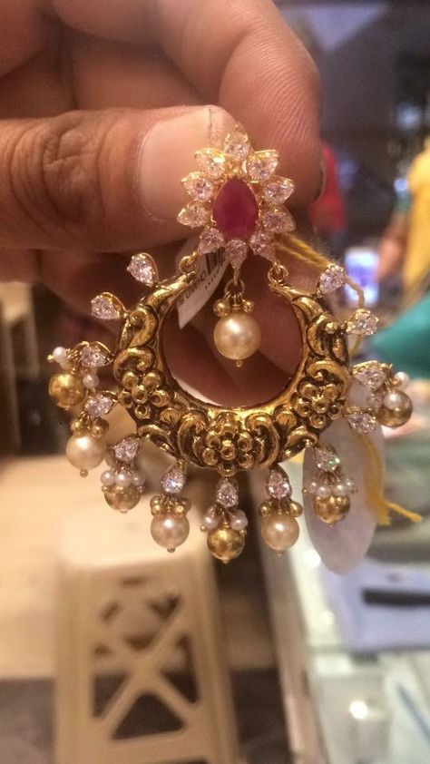 Chandbalis Chandbalis Earrings Gold, Mango Mala Jewellery, Gold Chandbali, Chandbalis Earrings, 22 Carat Gold Jewellery, Gold Earrings Indian, Gold Earrings Wedding, Gold Jewelry Simple Necklace, Handmade Gold Jewellery