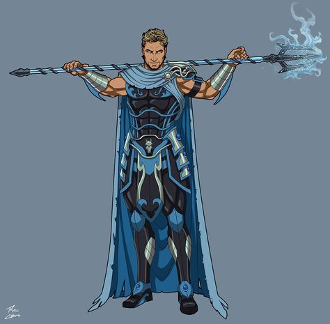 Poseidon | Earth-27 Wiki | Fandom Phil Cho, Greek Mythology Gods, Fantasy Magic, Greek Mythology Art, Superhero Characters, Mythology Art, Fantasy Armor, Superhero Design, Fantasy Warrior