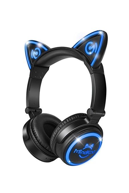 MindKoo Unicat MH-6 Kids Headphones,Cat Ear Bluetooth V4.2 Headsets On-Ear Earphones wtih Mic,(Patented Exclusive Design)with LED Flashing Glowing Cosplay Fancy Foldable Gaming Headsets - Black On Ear Earphones, Gaming Earphones, Head Phones, Cute Headphones, Kids Headphones, Headphones Wireless, Headphones Bluetooth, Roblox Shirt, Create An Avatar