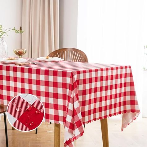 Amazon.com: MANGATA CASA Red Gingham Tablecloth for Rectangle Tables- Checkered Table Cloth Waterproof Kitchen & Table Linens-Polyester Buffalo Plaid Wrinkle Free Table Cover(Red 60x84in) : Home & Kitchen Checkered Table Cloth, Checkered Table, Buffalo Check Tablecloth, Farmhouse Tablecloths, Thanksgiving Tablecloth, Picnic Table Covers, Gingham Tablecloth, Checkered Tablecloth, Plaid Tablecloth