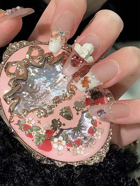 Soft Pink Collar ABS Portable Mirror Embellished Beauty Tools Strawberry Rococo, Flower Knows Makeup, Coquette Makeup, Flower Makeup, Chinese Makeup, Flower Knows, Fancy Makeup, Pink Girly Things, Luxury Makeup