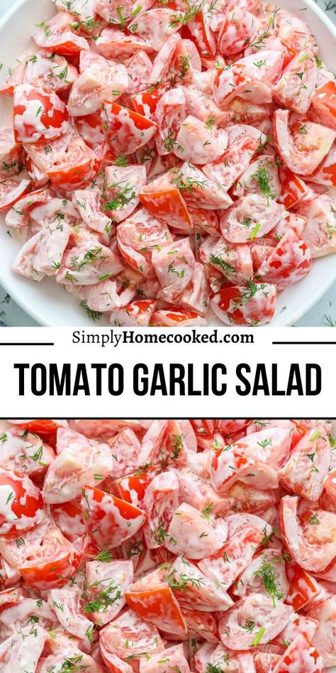 Bacon Tomato Salad, Tomato Garlic Salad, Cherry Tomatoe Salad Recipe, Easy Sides For Lunch, Snacks With Tomatoes, What To Make With Ripe Tomatoes, Keto Recipes With Tomatoes, Sides With Cherry Tomatoes, Side Dish With Tomatoes