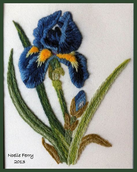 Tanja Berlin Iris Iris Embroidery, Needle Painting, Long And Short Stitch, Berlin Design, Textile Art Embroidery, Diy Embroidery Patterns, Hand Work Embroidery, Hand Embroidery Projects, Hand Embroidery Flowers