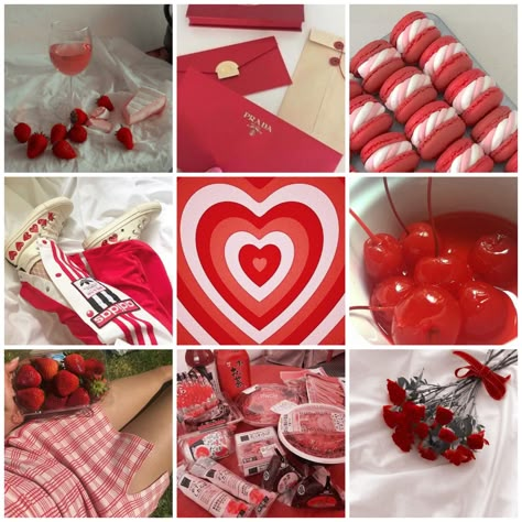 Cherry Moodboard, Red Moodboard Aesthetic, Red Mood Board, Pretty Moodboards, Instagram Feed Organizer, Red Moodboard, Red Core, Valentine Dog, Moodboard Inspo