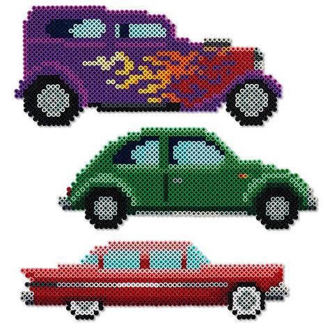 Car Perler Beads, Car Perler Bead Pattern, Truck Perler Beads, Perler Bead Motorcycle, Hama Bead Ideas, Car Hama Beads, 3d Car Perler Bead Patterns, Monster Truck Perler Beads, Perler Bead Designs