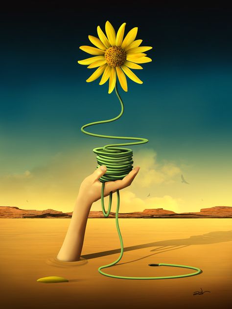 Margarida Amarela by Marcel Caram Salvador Dali, Dali, Salvador, Sunflower, Yellow, Canvas, Art