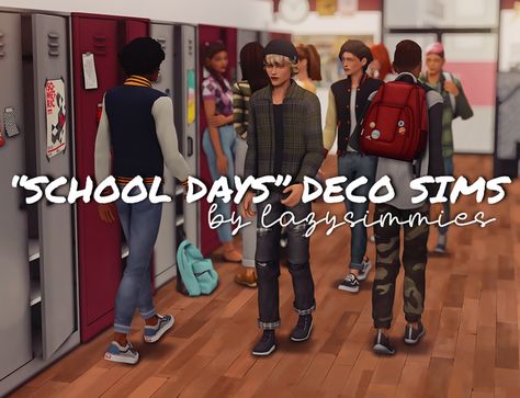 "school days" deco sims by lazysimmies | lazysimmies on Patreon Deco Sims, Sims 4 Stories, Sims Stories, Sims Packs, The Sims 4 Pc, Sims 4 Mm, Look Formal, Sims Four, Sims 4 Cc Packs