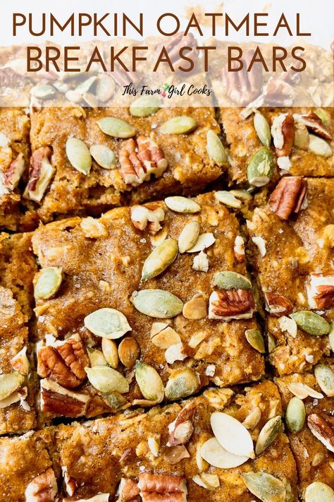 Balanced Breakfast Meal Prep, Healthy Pumpkin Breakfast Bars, Fall Breakfast Casserole, Pumpkin Breakfast Casserole, Clean Muffins, Healthy Fall Breakfast Recipes, Homemade Breakfast Bars, Pumpkin Granola Bars, Healthy Pumpkin Bars