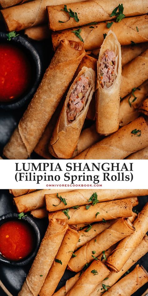 Lumpia Shanghai Recipe, Shanghai Lumpia, Pork Appetizers, Filipino Spring Rolls, Lumpia Shanghai, Phillipino Food, Food For Parties, Food Filipino, Lumpia Recipe