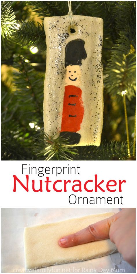 Easy Christmas Craft for kids this Fingerprint Keepsake saltdough nutcracker ornament is the perfect addition to your Christmas Tree this year Nutcracker Crafts For Kids, Fingerprint Keepsake, Nutcracker Ideas, Therapy Crafts, Fantasy Camp, Nutcracker Crafts, Nutcracker Party, Christmas Activities For Toddlers, Advent Crafts