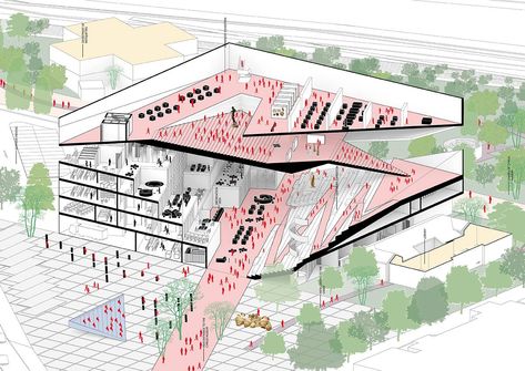 Module Design, Large Building, Urban Design Concept, Library Architecture, Architecture Concept Diagram, Skyscraper Architecture, Architectural Section, Brick Architecture, Architecture Concept Drawings