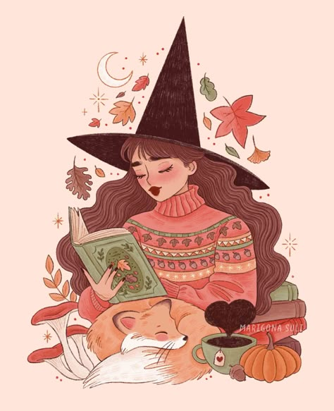 Sunflower Witch, Drawing Sunflowers, Cozy Witch, Autumn Witch, Cozy Summer, Witchy Art, I Love Drawing, Magical Art, Love Drawing