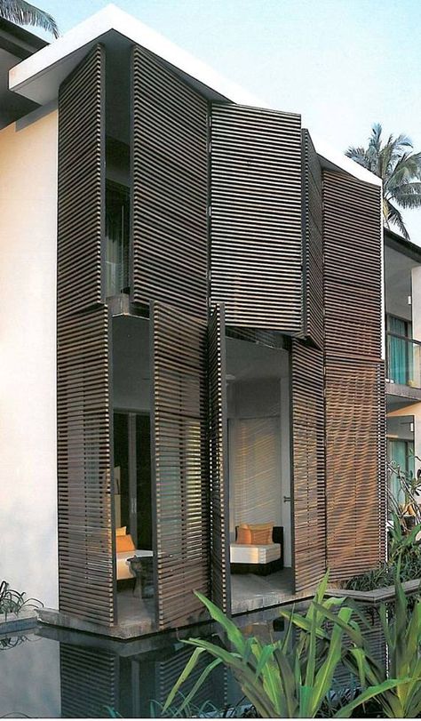 louvers Architecture Cool, Timber Cladding, Building Facade, Design Exterior, Architecture Exterior, Wooden Slats, Facade Architecture, Facade Design, Facade House