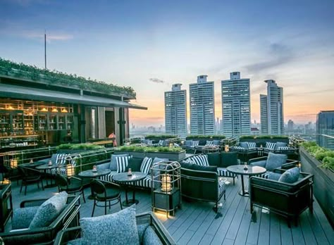 ABar Rooftop - Rooftop bar in Bangkok | The Rooftop Guide Sky Bar Bangkok, Rooftop Bar Design, Roof Top Cafe, Bangkok Bar, Rooftop Restaurant Design, Rooftop Design, Marriott Bonvoy, Gin Bar, Sky Bar