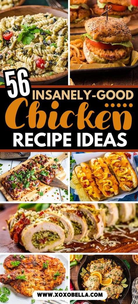 Chicken is the ultimate dinner staple. It is affordable and easy to cook and there are endless ways to prepare it. You can make it crispy, juicy, tender, or spicy. Bake it, grill it, fry it, or roast it. Tasty chicken dinner recipes like this are anything but boring! That’s why these 59 chicken recipes that are perfect for dinner. Chicken Meal Recipes Dinners, Dinners With Grilled Chicken, Dinner Recipes Restaurants, Best Chicken Dinner Recipes Ever, Chicken Beef Recipes, Chicken Recipes For Parties, Chicken Recipes For Dinner Party, Gourmet Chicken Recipes Fancy, Easy Unusual Dinners