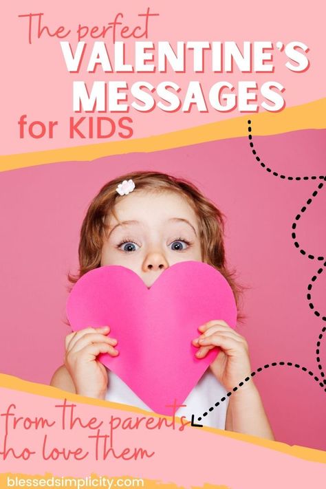 child peaking over pink paper heart in front of her face on pink background, with a valentines message for kids from parents Valentines Card Message, Valentine Notes, Valentines Letter, Kids Notes, Notes To Parents, Valentine Messages, Valentines Day Messages, Valentines Day Activities, Cute Messages